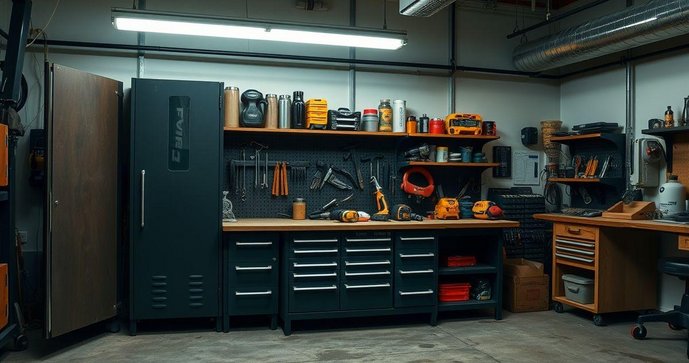 Armário de Ferramentas com Bancada: Organize Seu Espaço com Estilo e Funcionalidade Armário de Ferramentas com Bancada: Organize Seu Espaço com Estilo e Funcionalidade